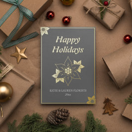 グレーエレガントビジネスロゴクリスマス 箔シーズンカード