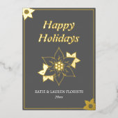 グレーエレガントビジネスロゴクリスマス 箔シーズンカード (正面)