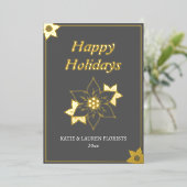 グレーエレガントビジネスロゴクリスマス 箔シーズンカード (立ち正面)