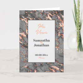 グレーエレガントピンクの結婚大理石の誓い サンキューカード