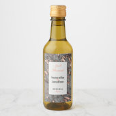 グレーエレガントピンクマーブル結婚ズ ワインラベル (正面)