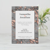 グレーエレガントピンクマーブル結婚ズ 招待状 (スタンド正面)