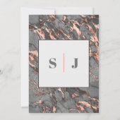 グレーエレガントピンクマーブル結婚ズ 招待状 (裏面)