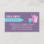 グレーエレガントピンクメイドサービスログハウス清掃 名刺 (裏面)