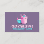 グレーエレガントピンクメイドサービスログハウス清掃 名刺 (正面)