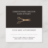 グレーエレガントフェイク金ゴールドヘアスタイリストアポイントメント 予約カード (正面)
