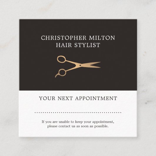 グレーエレガントフェイク金ゴールドヘアスタイリストアポイントメント 予約カード (正面)