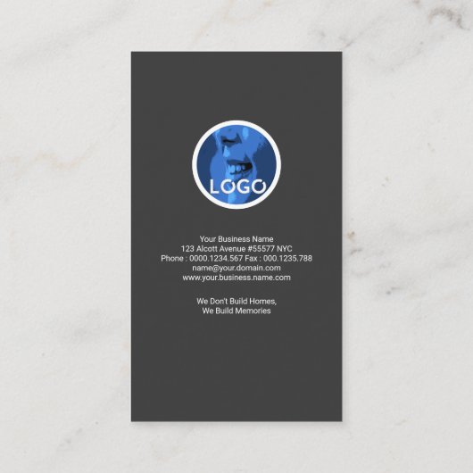 グレーエレガントフェイク金ゴールドホームビルダ建築 名刺 (裏面)