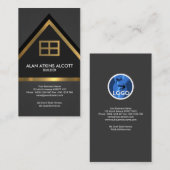 グレーエレガントフェイク金ゴールドホームビルダ建築 名刺 (正面/裏面)