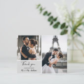 グレーエレガントフォトコラージュ | サンキュー ポストカード (スタンド正面)