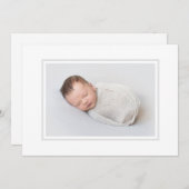 グレーエレガントフォト誕生 案内状 (正面/裏面)