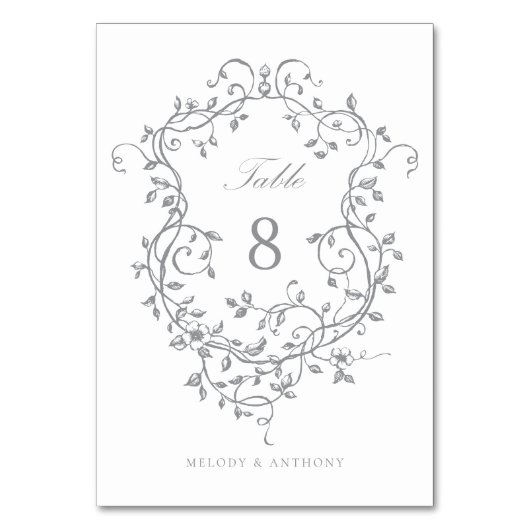 グレーエレガントフランスのビクトリアンフローラ群 テーブルナンバー (正面)