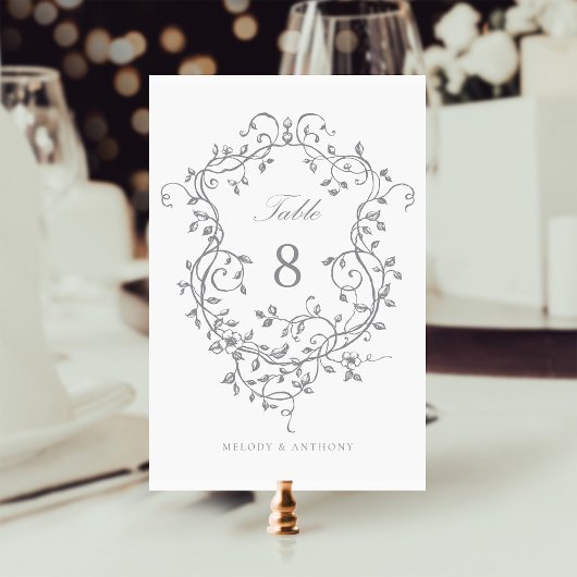 グレーエレガントフランスのビクトリアンフローラ群 テーブルナンバー