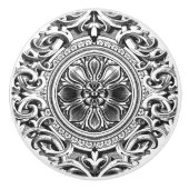 グレーエレガントフローラオーナメント セラミックノブ (正面)