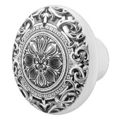 グレーエレガントフローラオーナメント セラミックノブ (右)