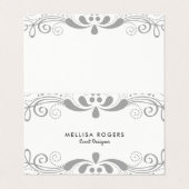 グレーエレガントフローラスワールレース 名刺 (外部フラット)