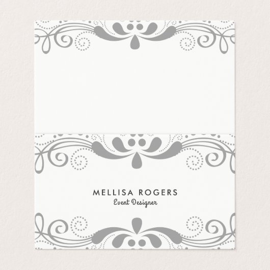 グレーエレガントフローラスワールレース 名刺