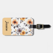 グレーエレガントフローラパーソナライズされたラゲッジタグ ラゲッジタグ (正面横)
