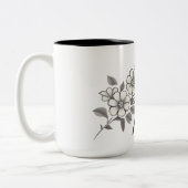 グレーエレガントフローラママMugギフト ツートーンマグカップ (左)
