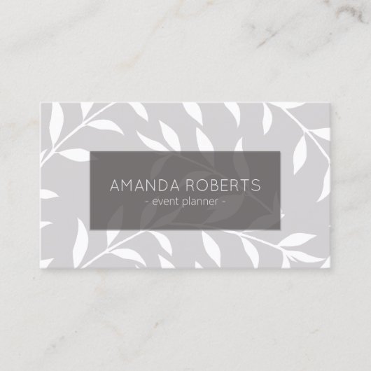 グレーエレガントフローラミニマル 名刺 (正面)