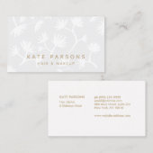 グレーエレガントフローラルパターン美しいサロン 名刺 (正面/裏面)