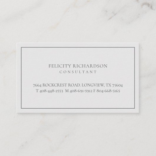 グレーエレガントフローラ水彩植物紋 名刺 (裏面)