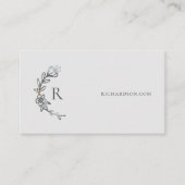 グレーエレガントフローラ水彩植物紋 名刺 (正面)