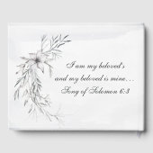 グレーエレガントフローラ水色クリスチャン結婚ズ ゲストブック (裏面)