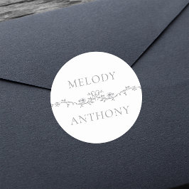グレーエレガントフローラ縁どモノグラム ラウンドシール