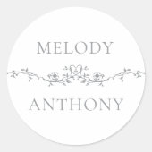 グレーエレガントフローラ縁どモノグラム ラウンドシール (正面)