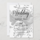 グレーエレガントフローラ(ドット付き結婚) 招待状 (正面)