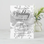 グレーエレガントフローラ(ドット付き結婚) 招待状 (スタンド正面)