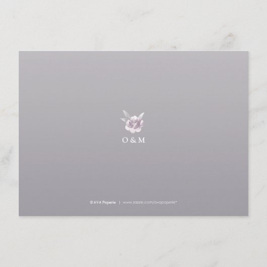 グレーエレガントフローラChinoiserieウェディングレセプション エンクロージャーカード (裏面)