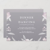 グレーエレガントフローラChinoiserieウェディングレセプション エンクロージャーカード (正面/裏面)