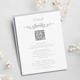 グレーエレガントフローラQRコー結婚ドの詳細 エンクロージャーカード