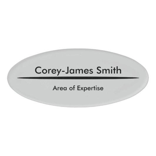 グレーエレガントブラックプロフェッショナルの専門知識と楕円 名札 (正面)