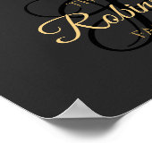 グレーエレガントブラック金ゴールドフォトコラージファミリー名 ポスター (角)