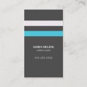 グレーエレガントブルーのストライプコンサルタント 名刺 (正面)