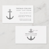 グレーエレガントプロフェッショナル航海のいかりロゴ 名刺 (正面/裏面)