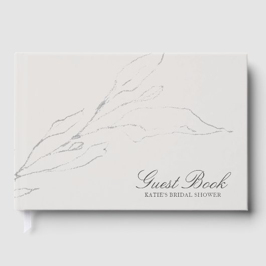 グレーエレガントペンシルスケッチ小枝ブライダルシャワー ゲストブック (正面)
