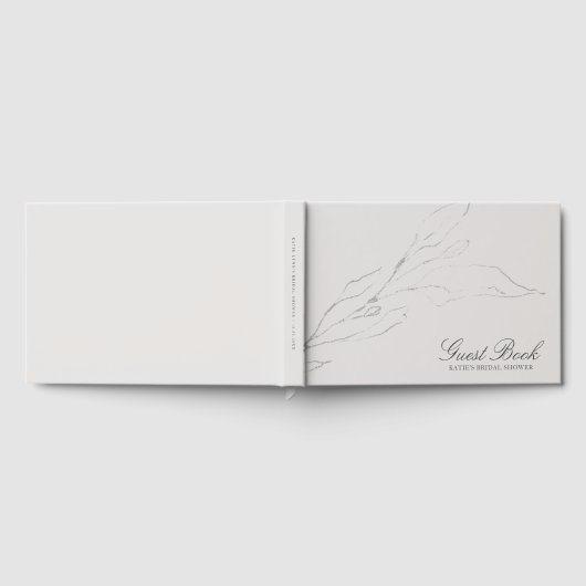 グレーエレガントペンシルスケッチ小枝ブライダルシャワー ゲストブック (全面)