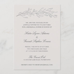 グレーエレガントペンシルスケッチtwigリハーサルディナー 招待状