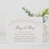 グレーエレガントペンシルスケッチtwig男の子ベイビーシャワー 招待状 (スタンド正面)