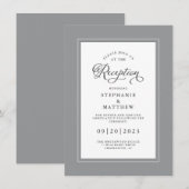 グレーエレガントホワイトウェディングレセプションシッ縁どク エンクロージャーカード (正面/裏面)