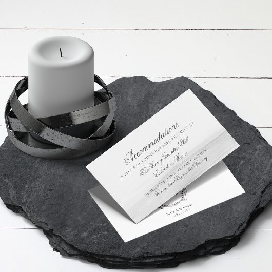 グレーエレガントホワイトウォーター色のフローラ結婚ズ エンクロージャーカード