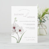 グレーエレガントホワイトオーキズイニシャル結婚フローラ 招待状 (スタンド正面)