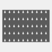 グレーエレガントホワイトクリスマスツリーのパターンの贈り物 ラッピングペーパーシート (正面3)