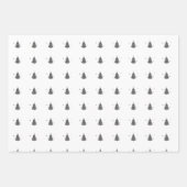 グレーエレガントホワイトクリスマスツリーのパターンの贈り物 ラッピングペーパーシート (正面)