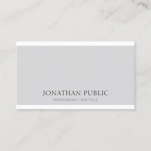 グレーエレガントホワイトクリーントレンディープモダンラン 名刺 (正面)