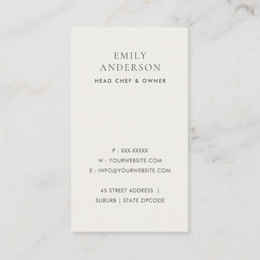 グレーエレガントホワイトスプーンケータリング 名刺 (裏面)